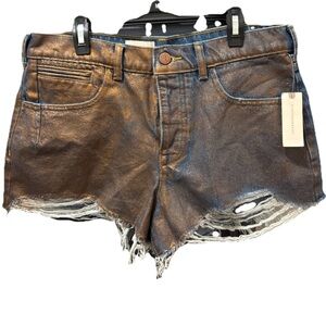NWT ANTHROPOLOGIE THE DEVON DENIM SHORTS BY PILCRO: COATED EDITION PYRITE WASH